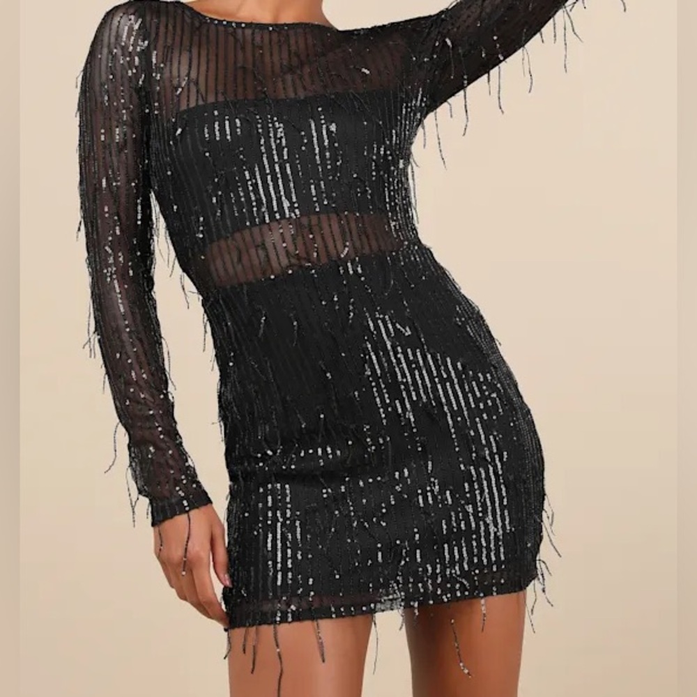 Worn once lulus black sequin dress